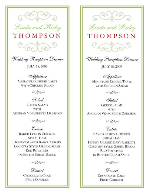 wedding buffet menu template|FREE Wedding Menu Template .